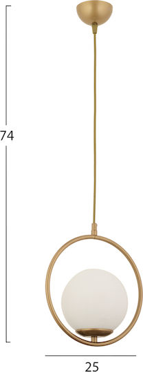 HomeMarkt Κρεμαστό Φωτιστικό Χρυσό Μπάλα με Ντουί E27 25x27εκ.