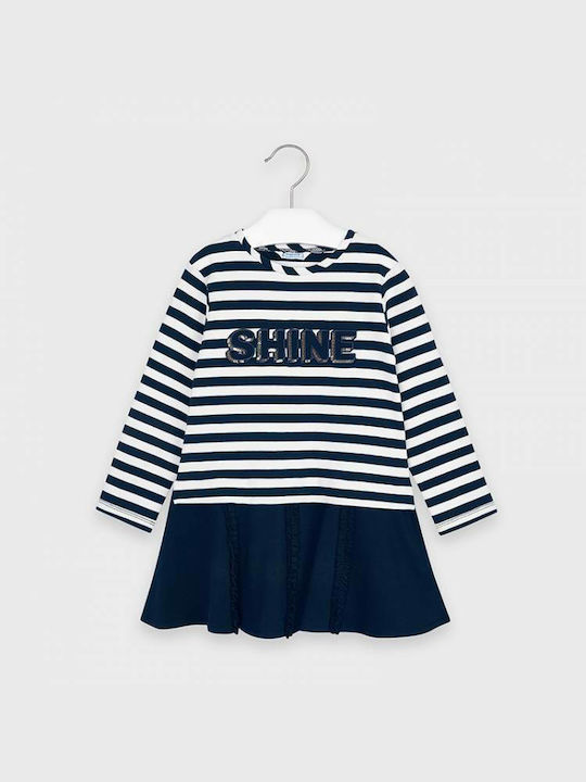 Mayoral Kids Dress Striped Long Sleeve Blue