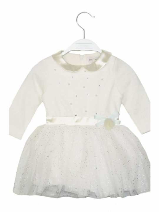 Energiers Kids Dress Tulle Long Sleeve Beige