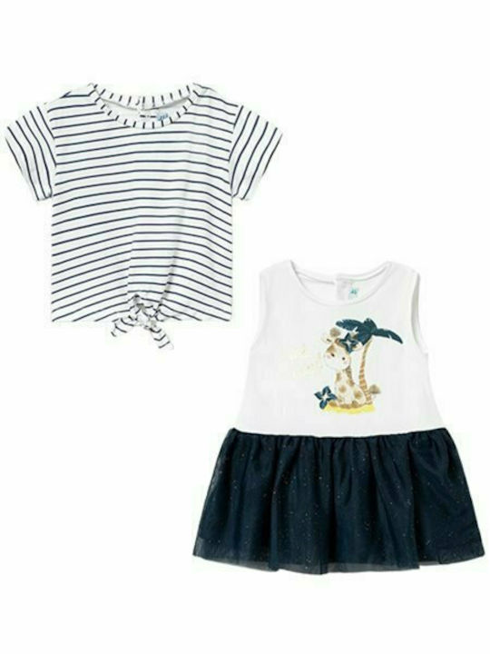 Mayoral Kids Dress Set with Blouse Sleeveless Blue