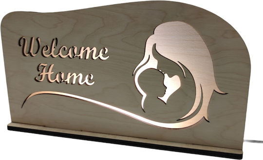 Fly Digital Led Kids Decorative Lamp Welcome Home Mom with Baby Brown 15x28x15εκ.