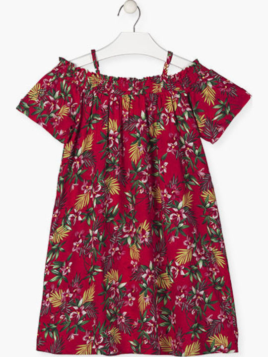 Children's Dress Short Sleeve Floral Fuchsia