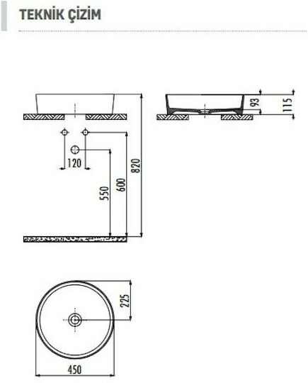 Creavit Loop LP145 Countertop Sink Porcelain 45x45x11.5cm Cappuccino Matt