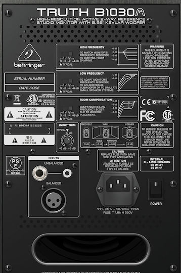 Behringer B-1030A Ηχείo Studio Monitor 5.25" 75W (Τεμάχιο) Γκρι