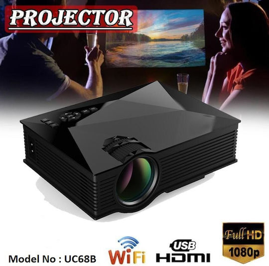 Factory UC68Β Mini Projektor LCD LED-Lampe mit Wi-Fi und Eingebauten Lautsprechern Schwarz