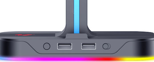 Havit TH650 RGB Επιτραπέζια Βάση Ακουστικών με Φωτισμό LED και Θύρα USB Μαύρη