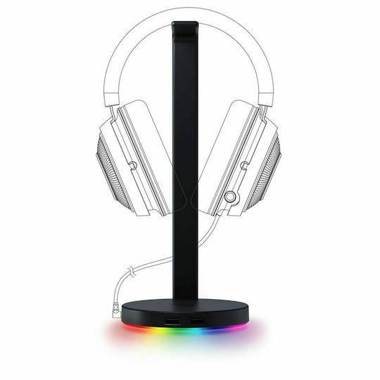 Razer Base Station V2 Chroma Desktop Headphone Stand with LED Lighting, Sound Card and USB Port Black