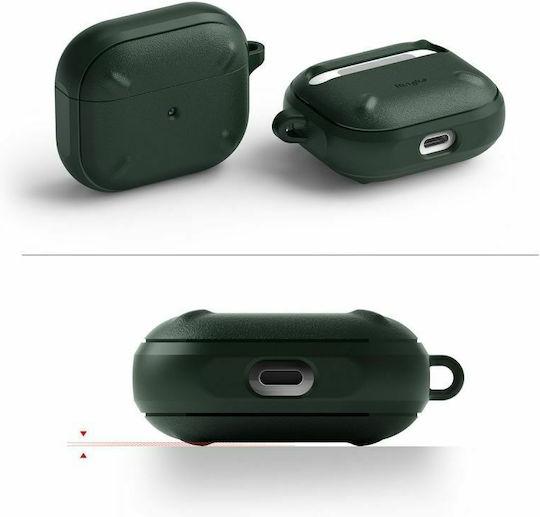 Ringke Onyx Hülle Synthetisch,Polyester/Cotton/Leather mit Haken Dark Green für Apple AirPods 3