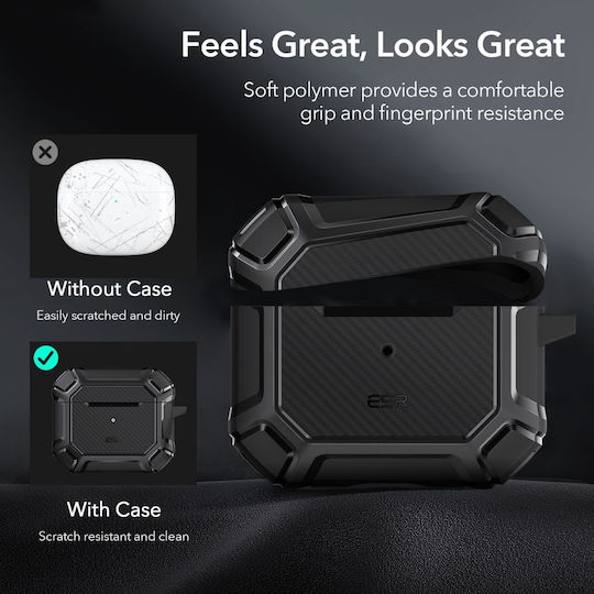 ESR Shock Armor Θήκη Πλαστική με Γάντζο σε Μαύρο χρώμα για Apple AirPods 3