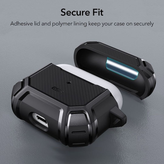 ESR Shock Armor Θήκη Πλαστική με Γάντζο σε Μαύρο χρώμα για Apple AirPods 3