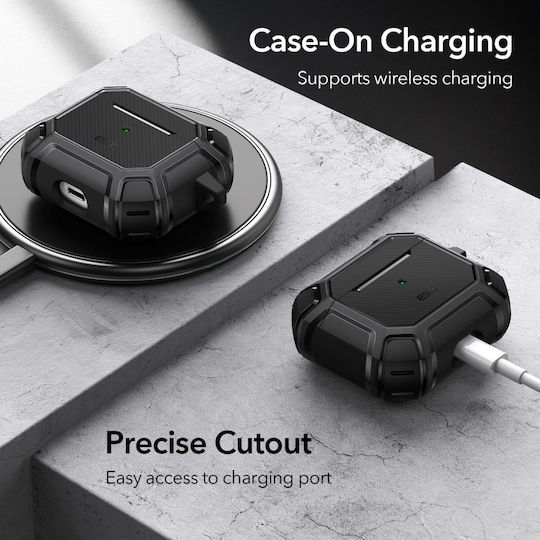 ESR Shock Armor Θήκη Πλαστική με Γάντζο σε Μαύρο χρώμα για Apple AirPods 3