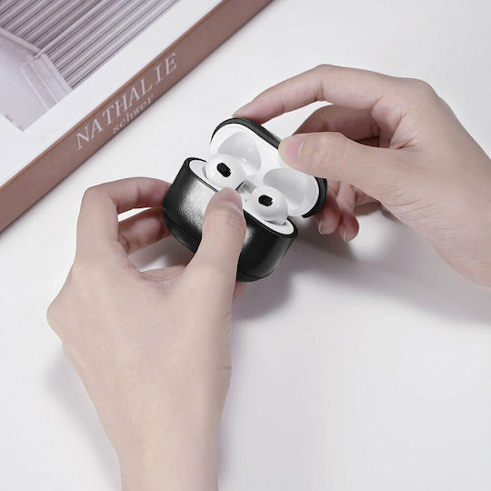 iCarer Vintage Θήκη Δερμάτινη σε Μαύρο χρώμα για Apple AirPods 3