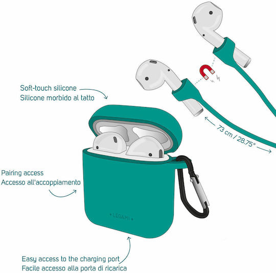 Legami Milano 'n Go Kit Set with Hook in Turquoise color for Apple AirPods 1 / AirPods 2