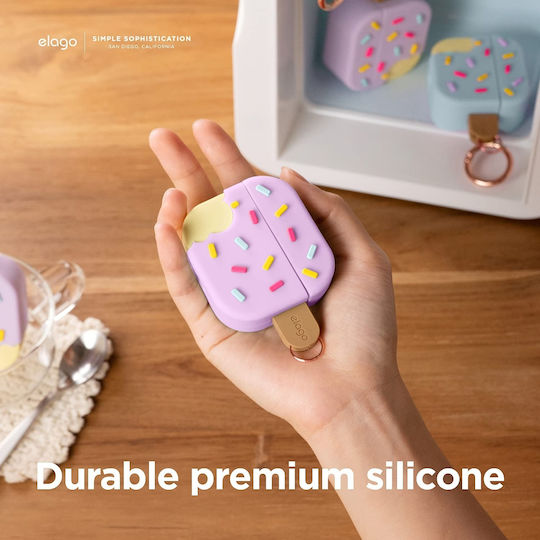 Elago Ice Cream Θήκη Σιλικόνης με Γάντζο Lavender για Apple AirPods 3
