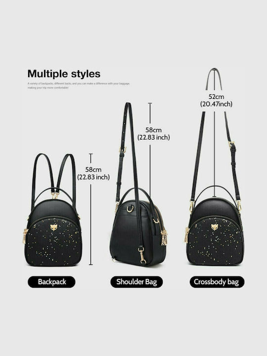 Leder Damentasche Rucksack Schwarz