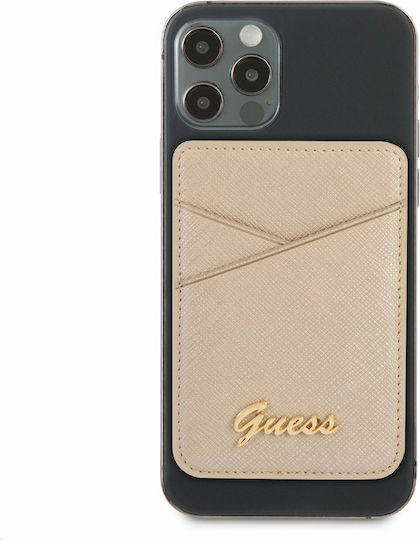Guess MagSafe Калъф за карти Saffiano в Златист цвят