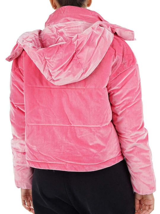 Kappa Authentic Flissy Kurz Damen Puffer Jacke für Winter Rosa