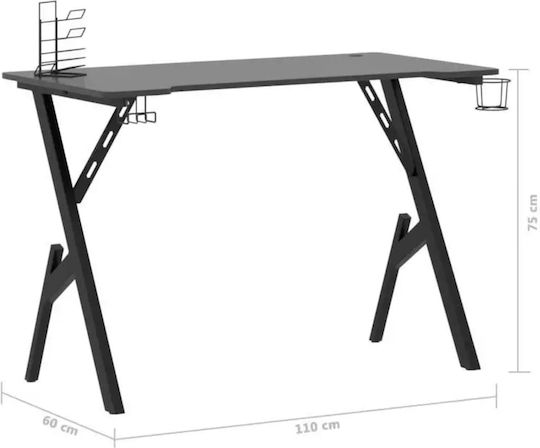 Геймърско Бюро от Дърво Чёрно с Метални Крака 110x60x75см