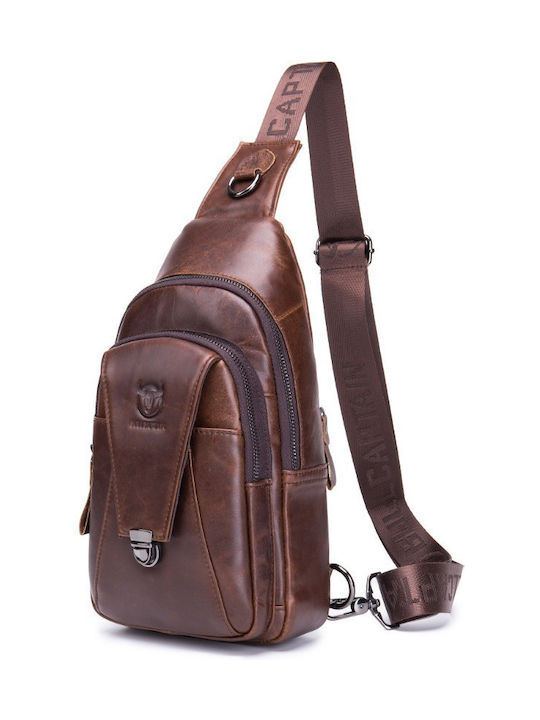 Leather Men's Bag Sling Dark Brown