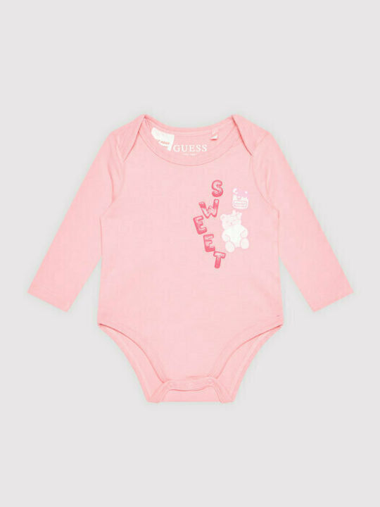 Guess Baby Bodysuit Set Long-Sleeved with Pants Pink 3pcs