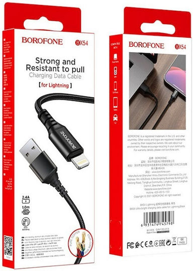 Borofone BX54 Braided USB-A to Lightning Cable Black 1m (29349)