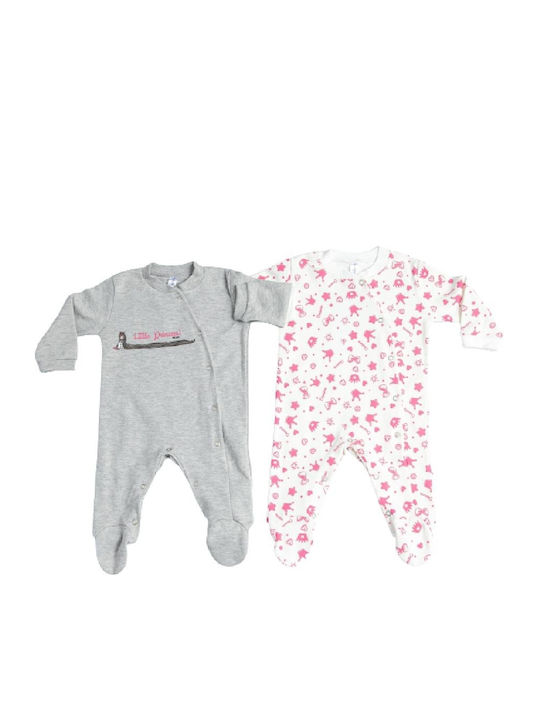 Dreams by Joyce Princess Duo Baby Bodysuit Set Long-Sleeved Grey Pink