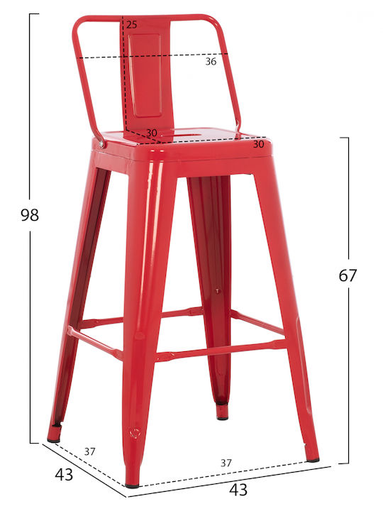 Metallischer Gartenhocker Für Außenbereich Rote 42x42x98cm