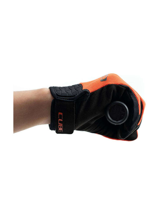 CUBE Performance Full Finger Cycling Gloves Kids Orange