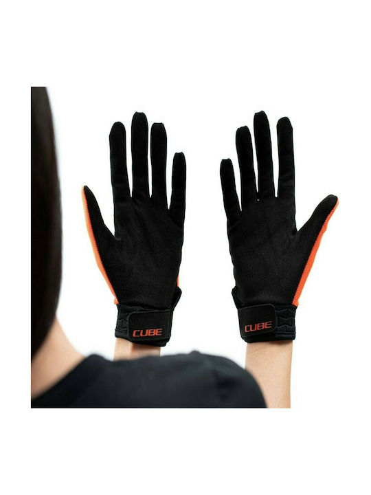 CUBE Performance Full Finger Cycling Gloves Kids Orange