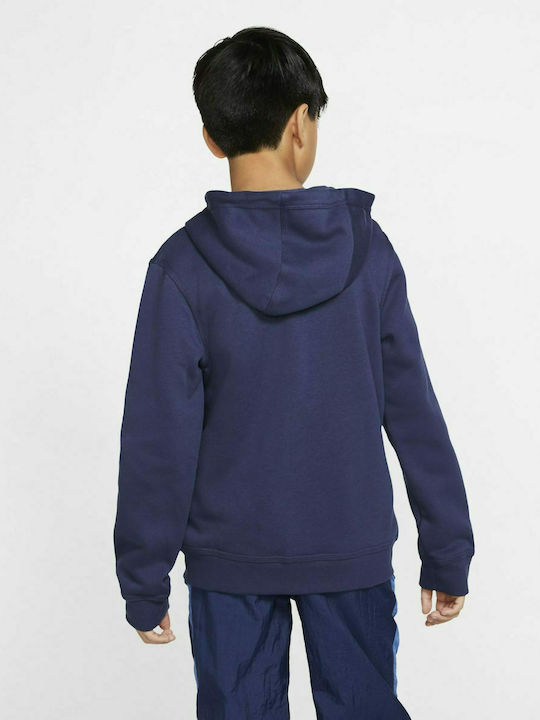 Athletic Kids Sweatshirt Cardigan Cotton with Hood Blue Sportswear