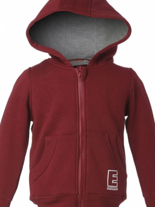 Kids Sweatshirt Cardigan Cotton with Hood Burgundy