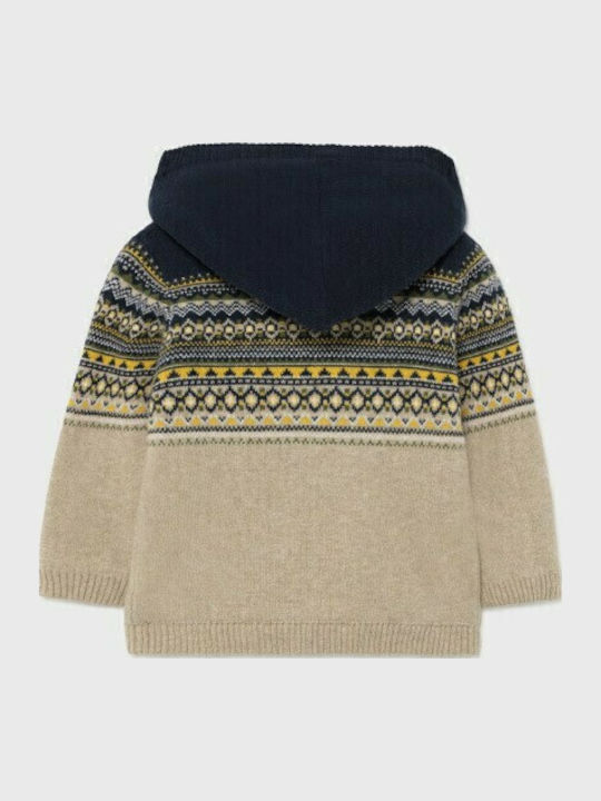 Kinderstrickjacke Baumwolle mit Kapuze Braun