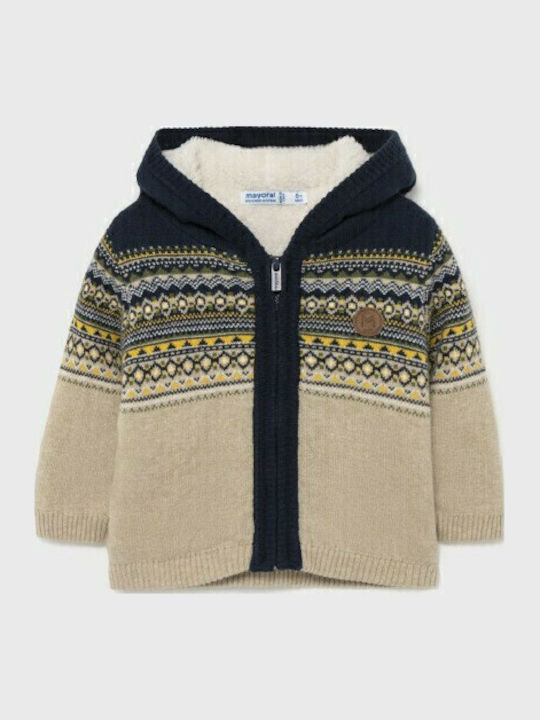 Kinderstrickjacke Baumwolle mit Kapuze Braun
