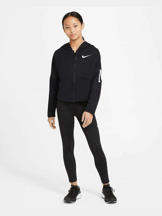 Αθλητική Παιδική Ζακέτα Φούτερ Dri-Fit με Κουκούλα Μαύρη STUDIO