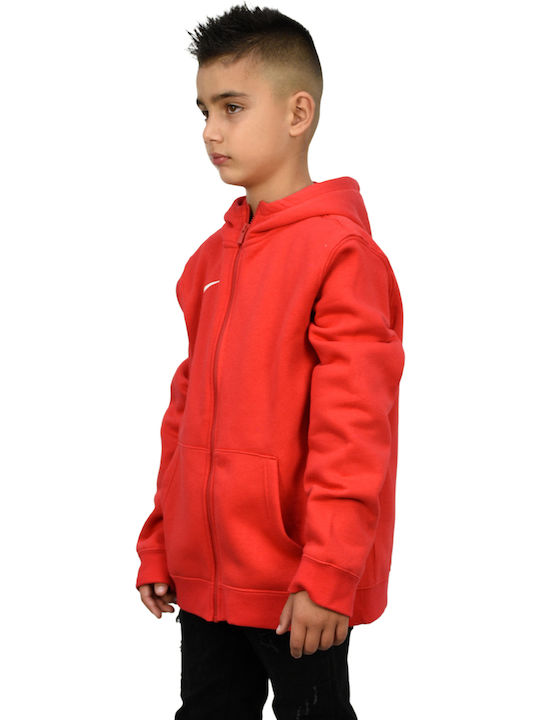 Athletic Kids Sweatshirt Cardigan Cotton with Hood Red Park 20