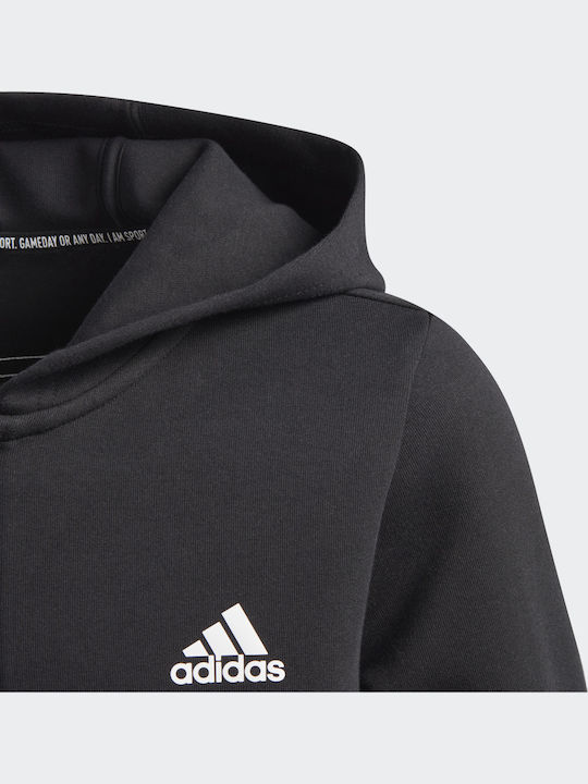 Kids Sweatshirt Cardigan with Hood and Pockets Black 3-Stripes