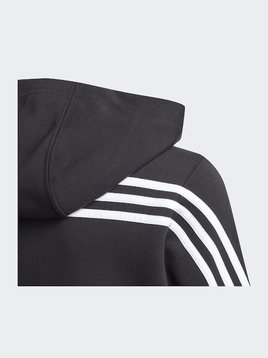 Kids Sweatshirt Cardigan with Hood and Pockets Black 3-Stripes