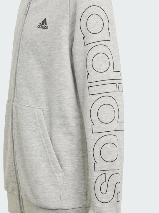 Kinder-Sweatshirt Strickjacke mit Kapuze und Taschen Grau Essentials