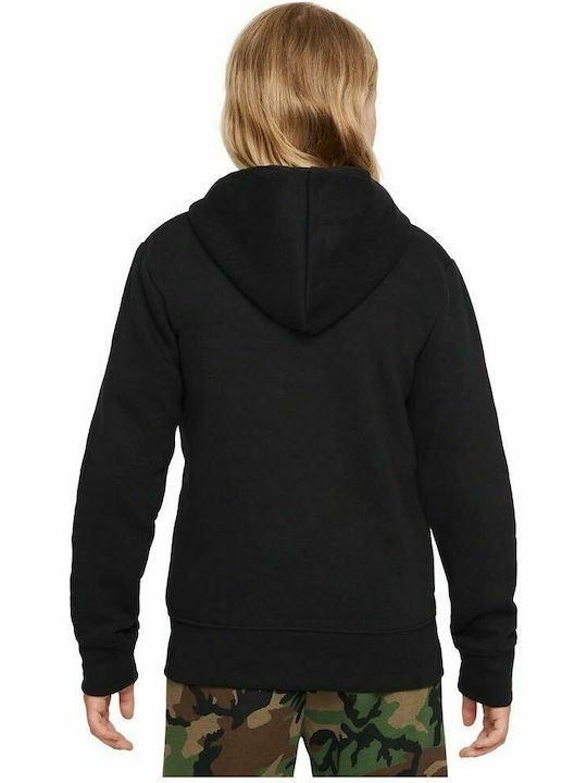 Athletic Kids Cardigan Cotton with Hood Black Essentials