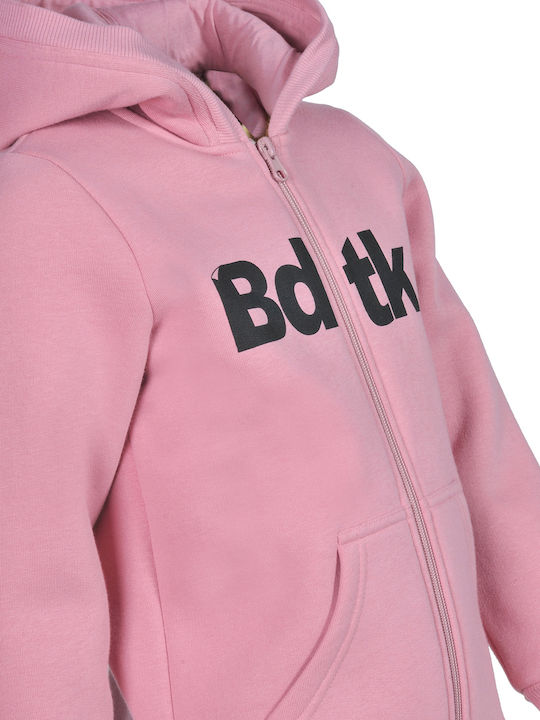 Athletic Kids Sweatshirt Cardigan with Hood Pink 1202-701022