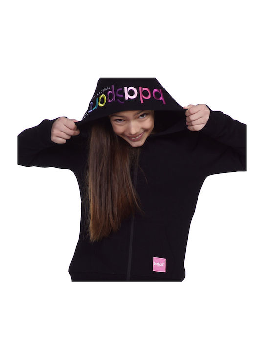 Bluza Hanorac Pentru Copii Cu Glugă Și Buzunare Neagră