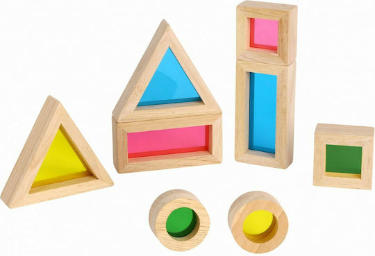 Tooky Toys Дървени Конструктори В Смесени Цветове За 2+ Години 8 Бройки