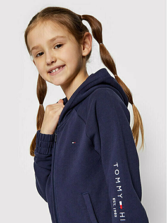 Kids Sweatshirt Cardigan with Hood Blue Essential