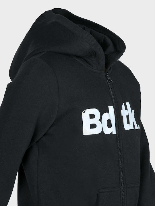 Athletic Kids Sweatshirt Cardigan Cotton with Hood Black
