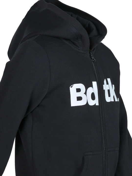 Athletic Kids Sweatshirt Cardigan Cotton with Hood Black