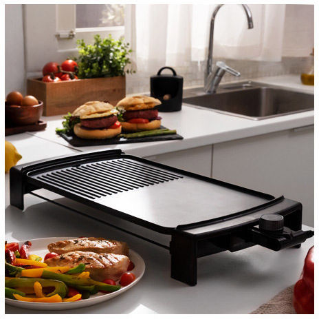 Cecotec Tasty & Grill 3000 Tabletop Electric Grill Aluminium Smooth and Ribbed Plate 2600W with Adjustable Thermostat 45cmx25cmcm