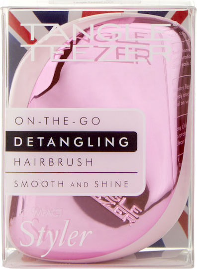 Tangle Teezer Compact Styler Hair Brush Baby Doll Pink Chrome
