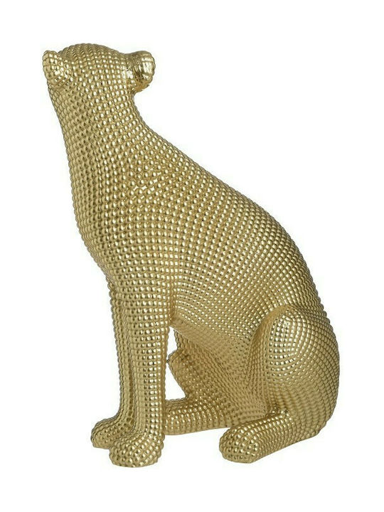 Inart Decorative Feline Polyresin Leopard in Gold 23x15x29cm 1pcs