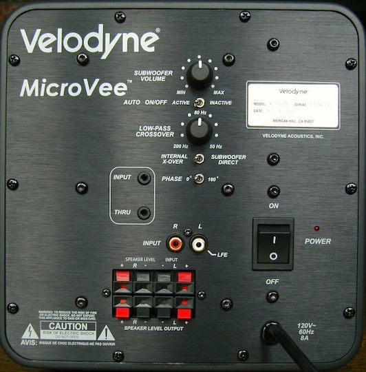 Velodyne Micro Vee Αυτοενισχυόμενο Subwoofer με Ηχείο 6.5" 600W Μαύρο