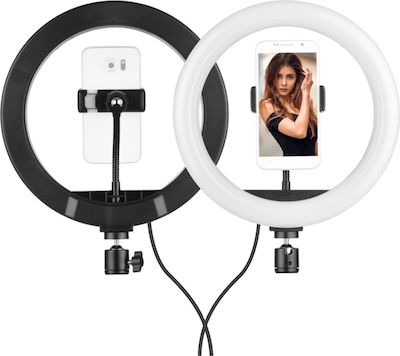 Godox Ring Light Video Live Selfie Ring Light 26cm 3200-5500K με Τρίποδο Δαπέδου και Βάση για Κινητό